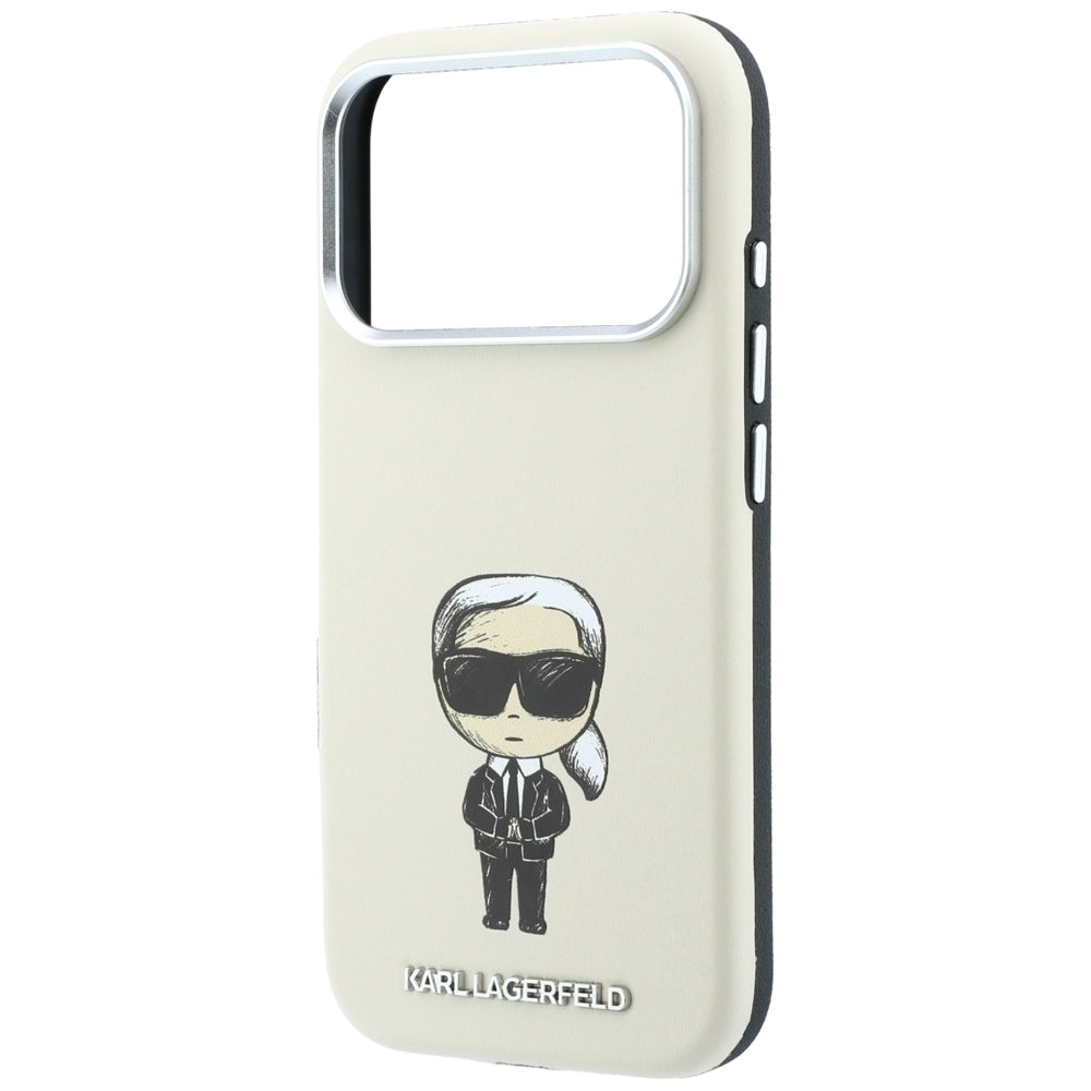 Karl Lagerfeld iPhone 17 Pro/iPhone 18 Pro Deksel Smooth Ikonik Sketch Beige