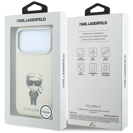 Karl Lagerfeld iPhone 17 Pro/iPhone 18 Pro Deksel Smooth Ikonik Sketch Beige
