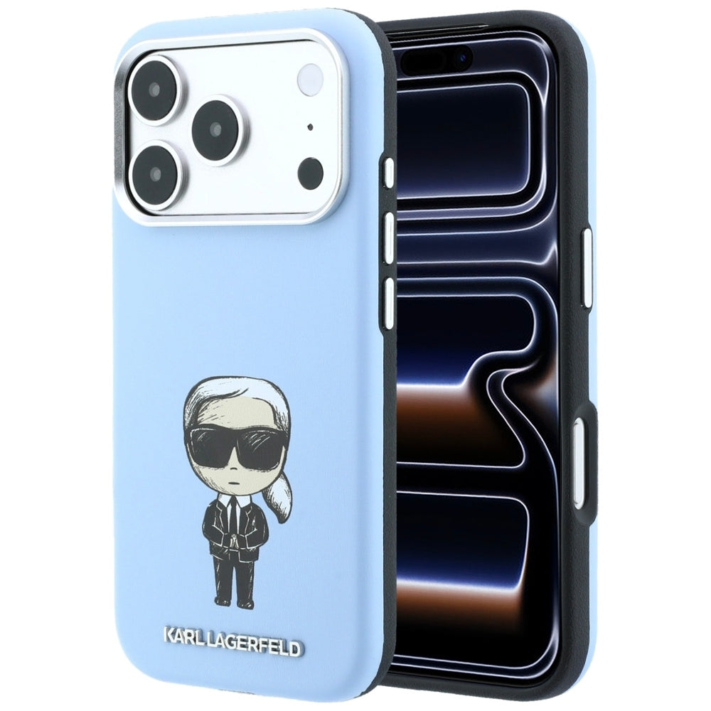 Karl Lagerfeld iPhone 17 Pro/iPhone 18 Pro Deksel Smooth Ikonik Sketch Blå