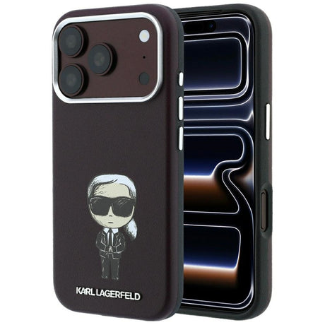 Karl Lagerfeld iPhone 17 Pro Max/iPhone 18 Pro Max Deksel Smooth Ikonik Sketch Burgundy