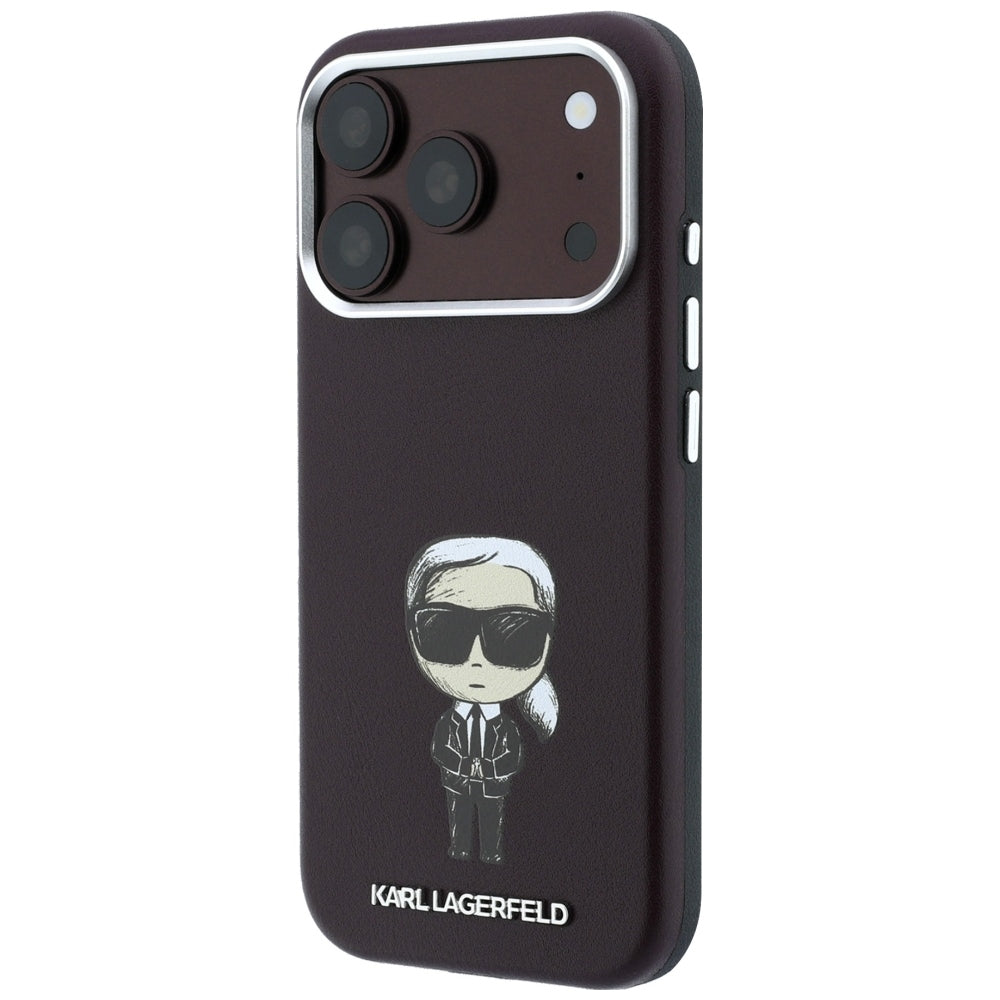 Karl Lagerfeld iPhone 17 Pro Max/iPhone 18 Pro Max Deksel Smooth Ikonik Sketch Burgundy