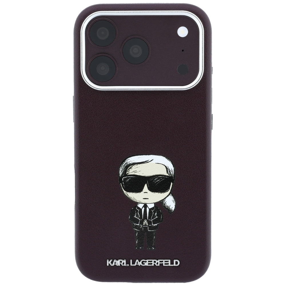Karl Lagerfeld iPhone 17 Pro Max/iPhone 18 Pro Max Deksel Smooth Ikonik Sketch Burgundy