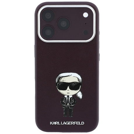 Karl Lagerfeld iPhone 17 Pro Max/iPhone 18 Pro Max Deksel Smooth Ikonik Sketch Burgundy