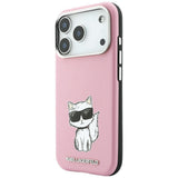 Karl Lagerfeld iPhone 17 Pro/iPhone 18 Pro Deksel Smooth Choupette Sketch Rosa