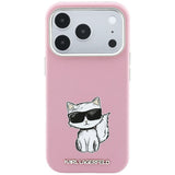 Karl Lagerfeld iPhone 17 Pro/iPhone 18 Pro Deksel Smooth Choupette Sketch Rosa