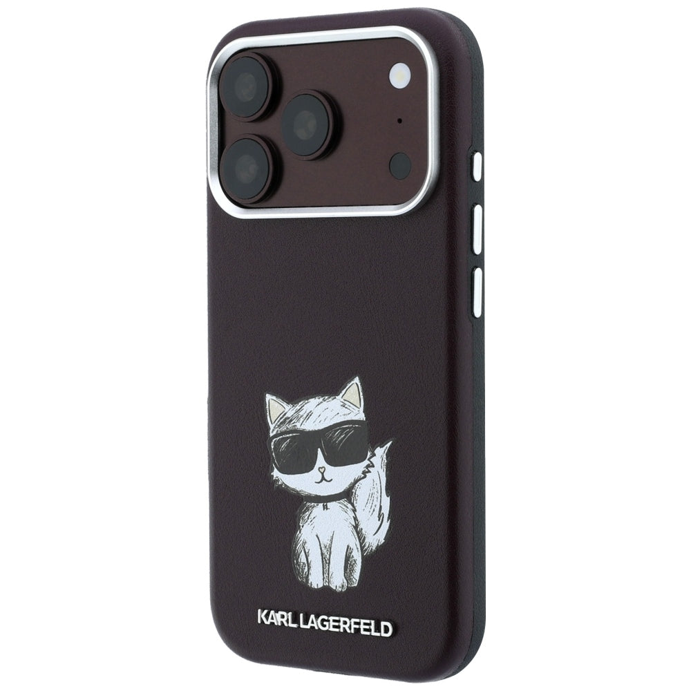 Karl Lagerfeld iPhone 17 Pro/iPhone 18 Pro Deksel Smooth Choupette Sketch Burgundy