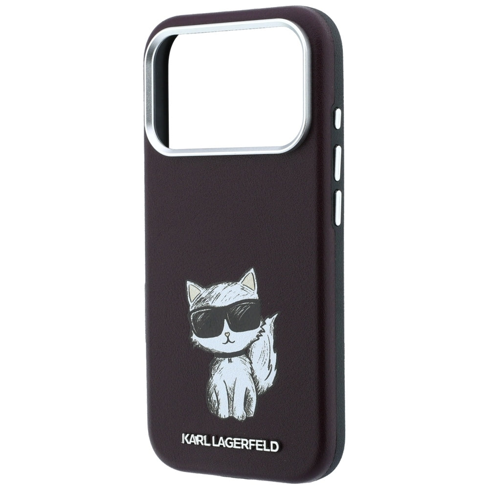 Karl Lagerfeld iPhone 17 Pro/iPhone 18 Pro Deksel Smooth Choupette Sketch Burgundy