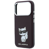 Karl Lagerfeld iPhone 17 Pro/iPhone 18 Pro Deksel Smooth Choupette Sketch Burgundy