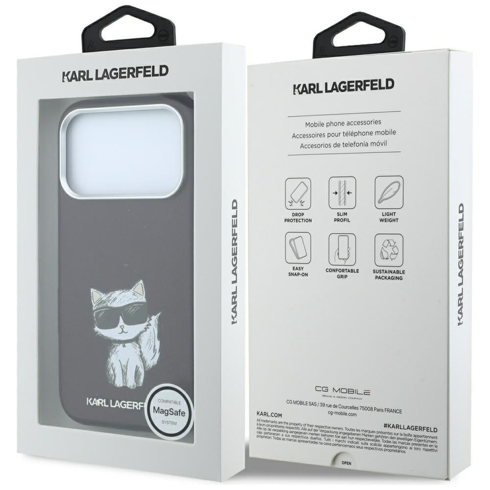 Karl Lagerfeld iPhone 17 Pro/iPhone 18 Pro Deksel Smooth Choupette Sketch Burgundy