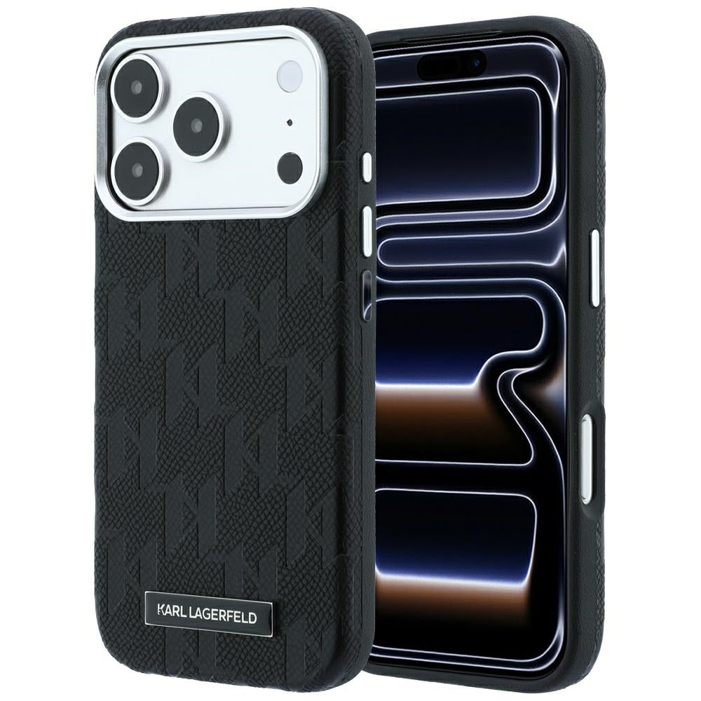 Karl Lagerfeld iPhone 17 Pro Max/iPhone 18 Pro Max Deksel Grained Mono Resin Logo Svart