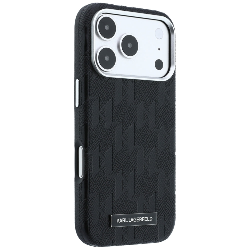 Karl Lagerfeld iPhone 17 Pro Max/iPhone 18 Pro Max Deksel Grained Mono Resin Logo Svart