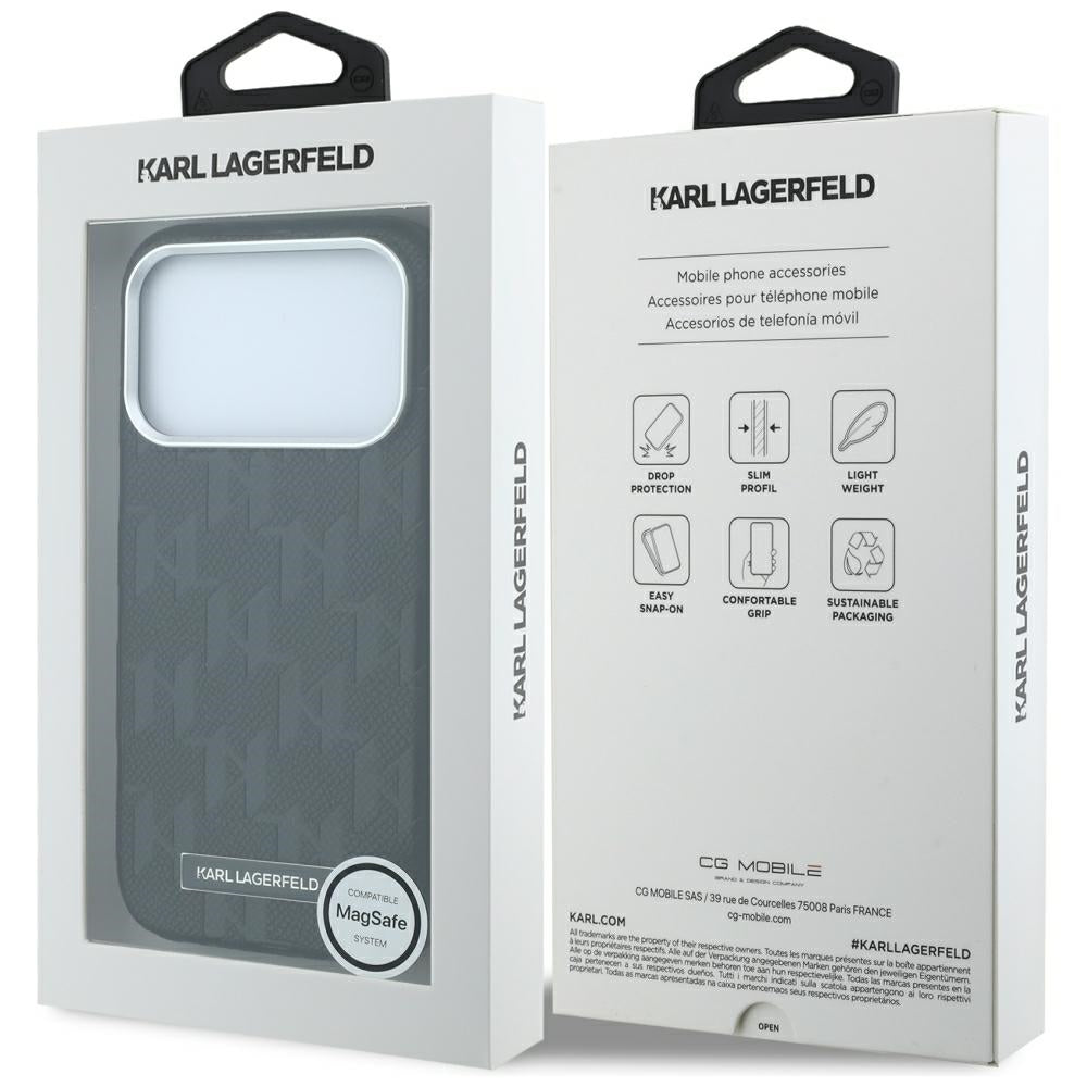 Karl Lagerfeld iPhone 17 Pro Max/iPhone 18 Pro Max Deksel Grained Mono Resin Logo Svart