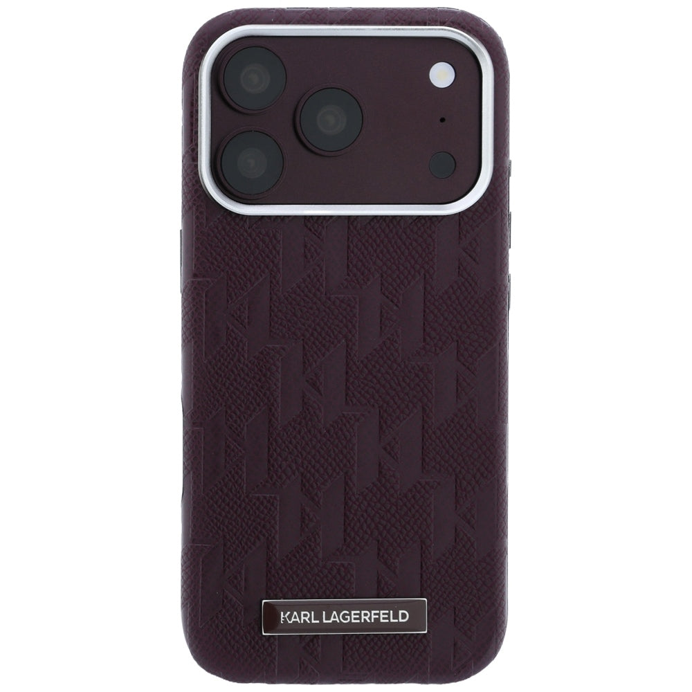 Karl Lagerfeld iPhone 17 Pro Max/iPhone 18 Pro Max Deksel Grained Mono Resin Logo Burgundy