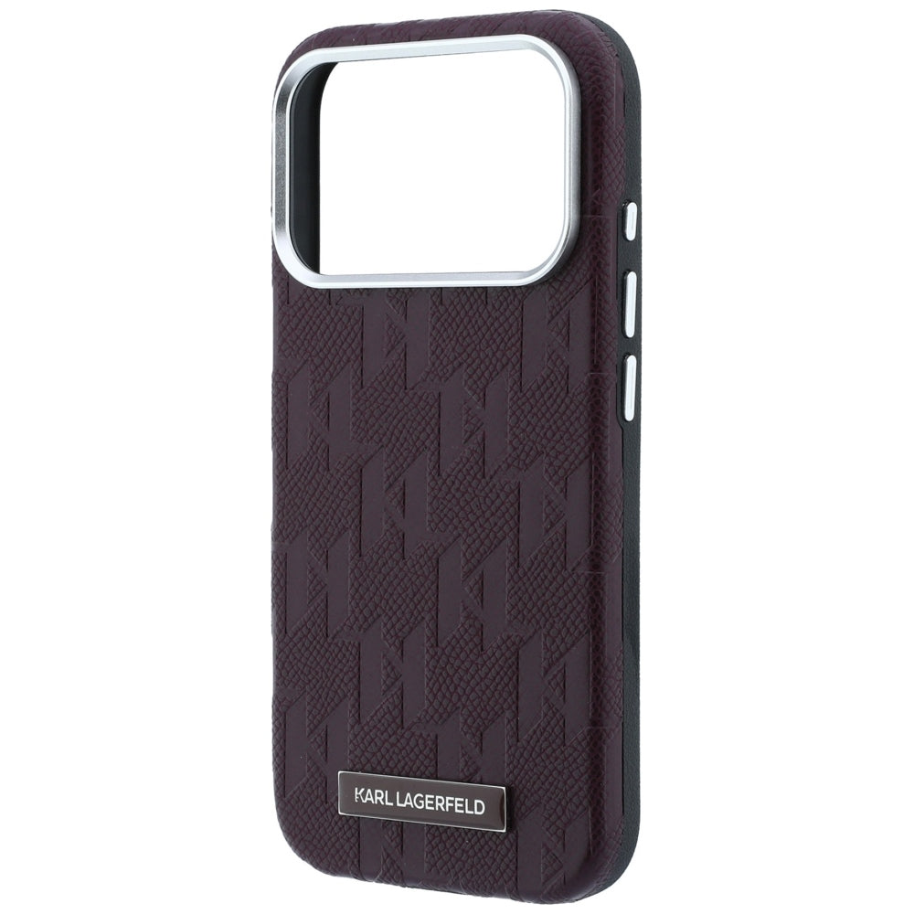 Karl Lagerfeld iPhone 17 Pro Max/iPhone 18 Pro Max Deksel Grained Mono Resin Logo Burgundy