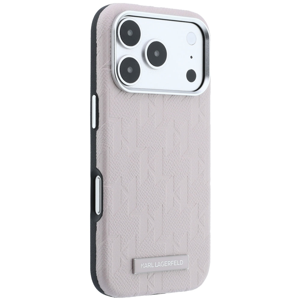 Karl Lagerfeld iPhone 17 Pro/iPhone 18 Pro Deksel Grained Mono Resin Logo Rosa