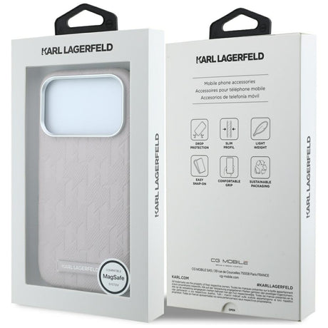 Karl Lagerfeld iPhone 17 Pro/iPhone 18 Pro Deksel Grained Mono Resin Logo Rosa