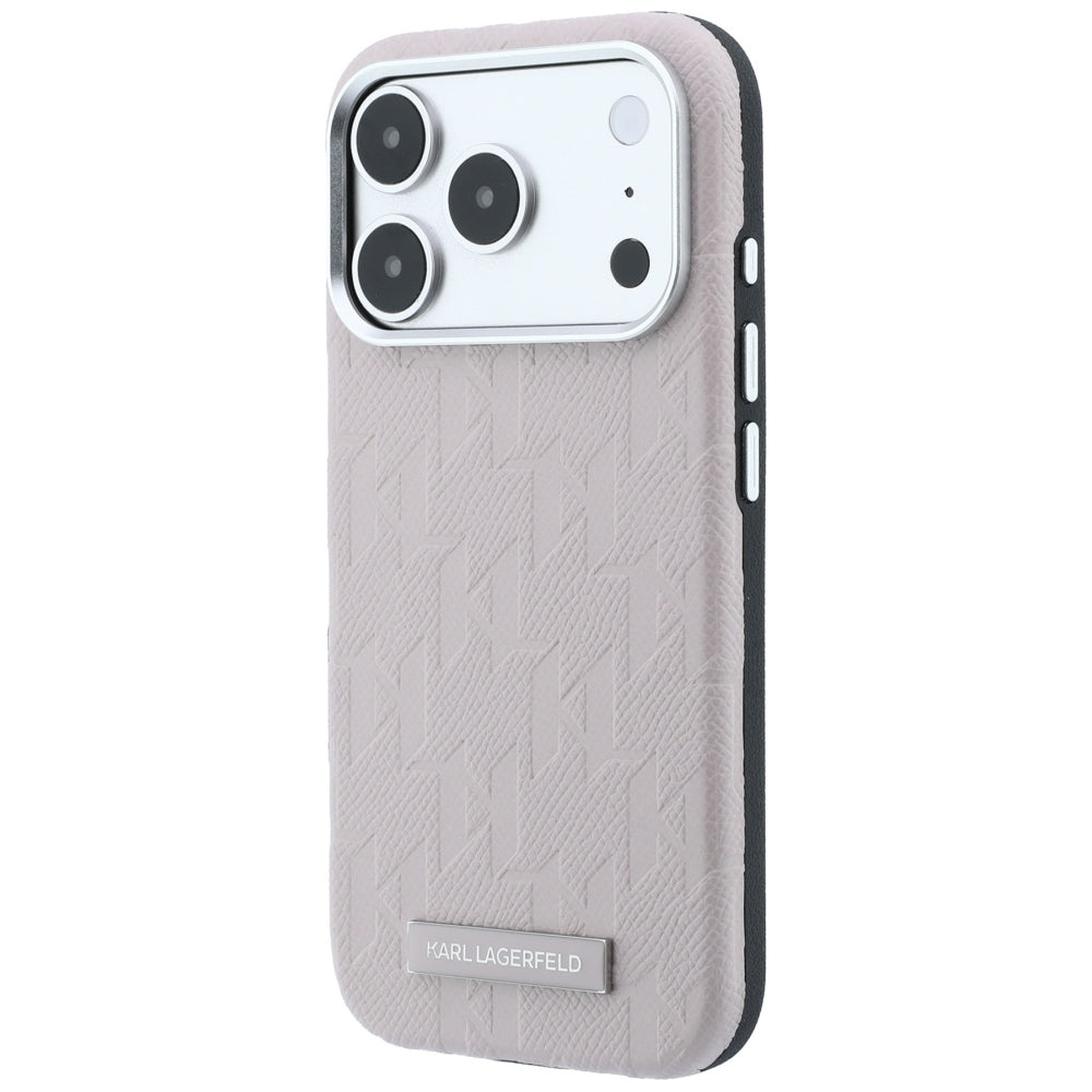 Karl Lagerfeld iPhone 17 Pro Max/iPhone 18 Pro Max Deksel Grained Mono Resin Logo Rosa