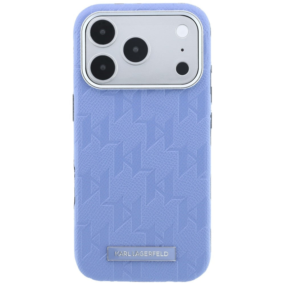 Karl Lagerfeld iPhone 17 Pro/iPhone 18 Pro Deksel Grained Mono Resin Logo Blå