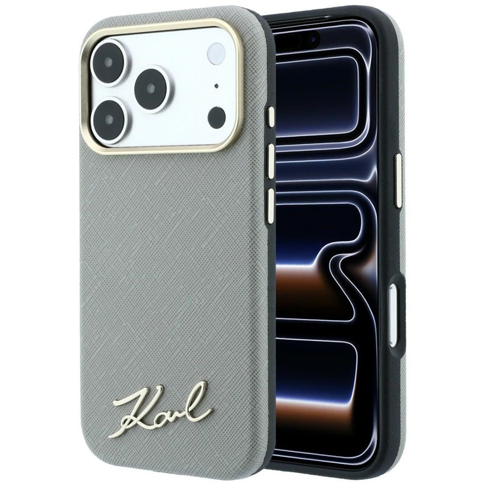 Karl Lagerfeld iPhone 17 Pro Max/iPhone 18 Pro Max Deksel Saffiano Script Logo Beige