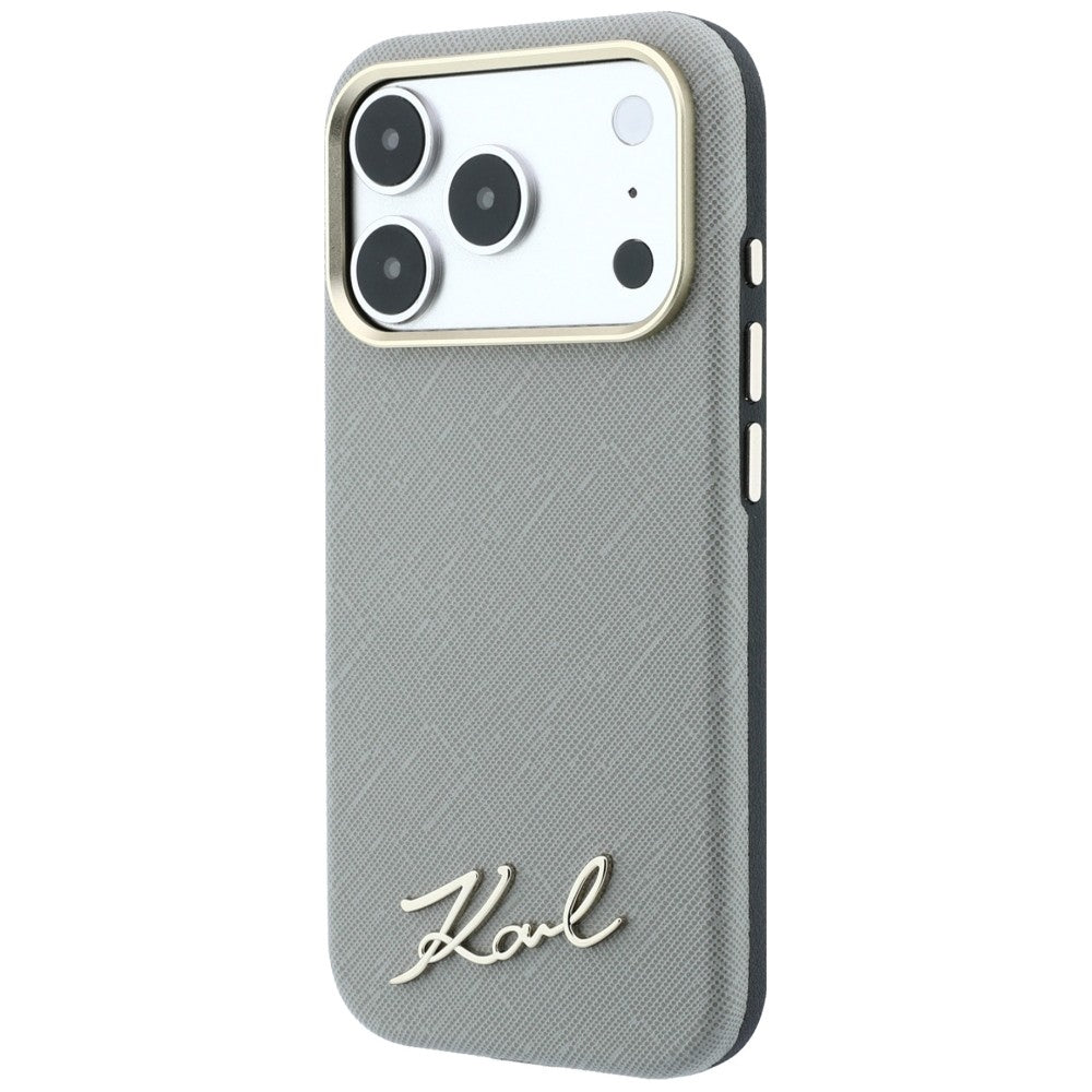 Karl Lagerfeld iPhone 17 Pro Max/iPhone 18 Pro Max Deksel Saffiano Script Logo Beige