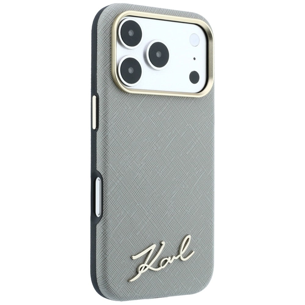 Karl Lagerfeld iPhone 17 Pro Max/iPhone 18 Pro Max Deksel Saffiano Script Logo Beige