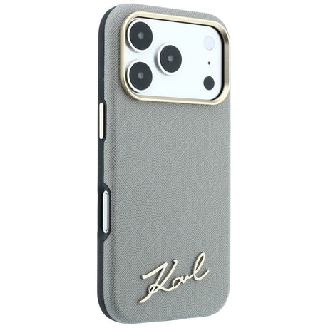 Karl Lagerfeld iPhone 17 Pro Max/iPhone 18 Pro Max Deksel Saffiano Script Logo Beige