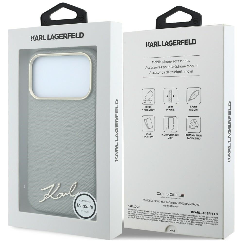 Karl Lagerfeld iPhone 17 Pro Max/iPhone 18 Pro Max Deksel Saffiano Script Logo Beige