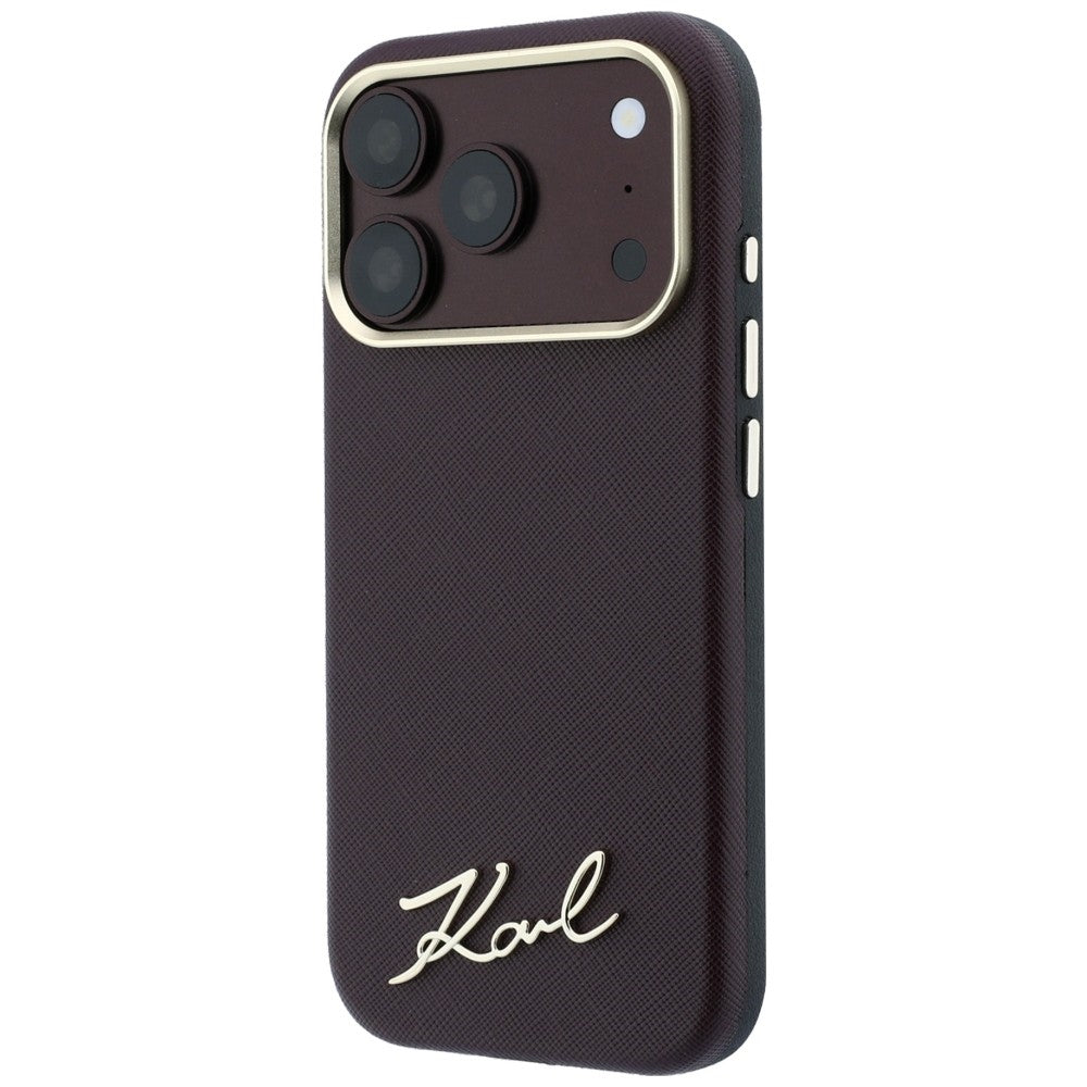 Karl Lagerfeld iPhone 17 Pro/iPhone 18 Pro Deksel Saffiano Script Logo Burgundy