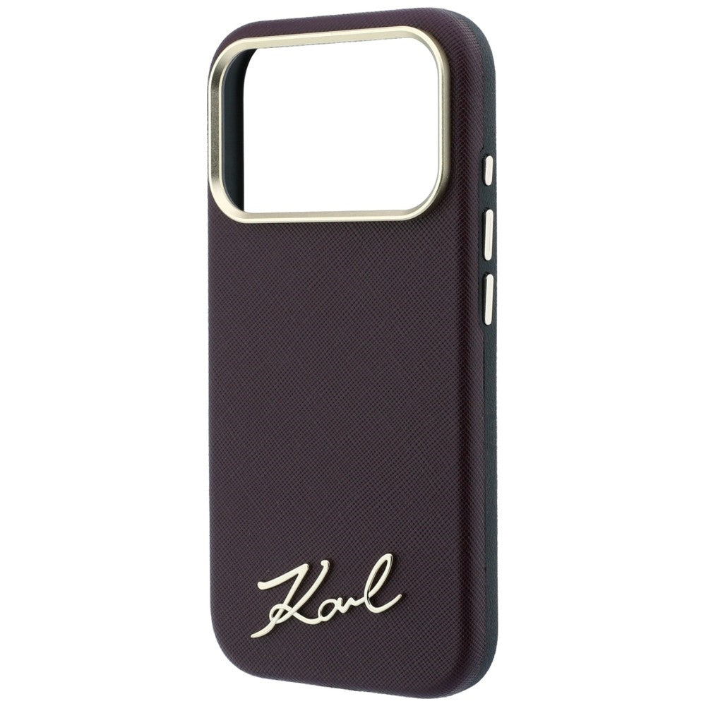Karl Lagerfeld iPhone 17 Pro/iPhone 18 Pro Deksel Saffiano Script Logo Burgundy