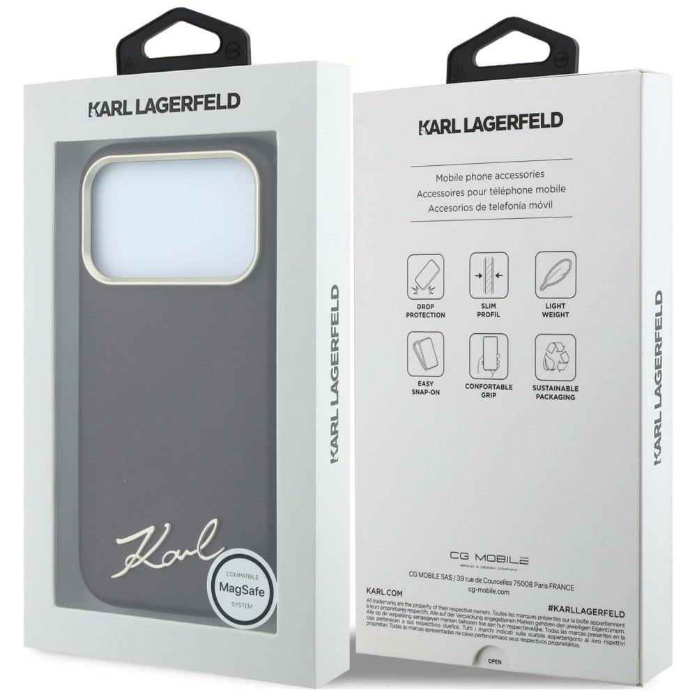 Karl Lagerfeld iPhone 17 Pro/iPhone 18 Pro Deksel Saffiano Script Logo Burgundy