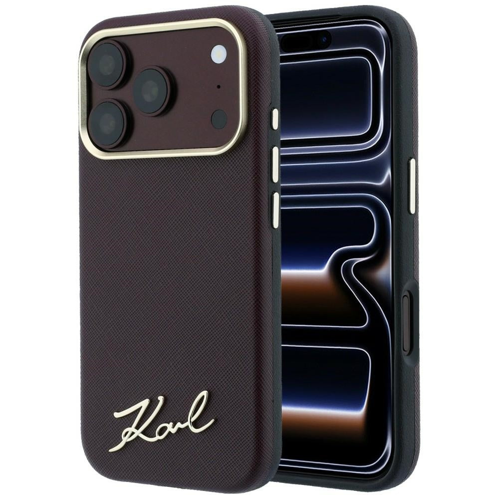 Karl Lagerfeld iPhone 17 Pro Max/iPhone 18 Pro Max Deksel Saffiano Script Logo Burgundy