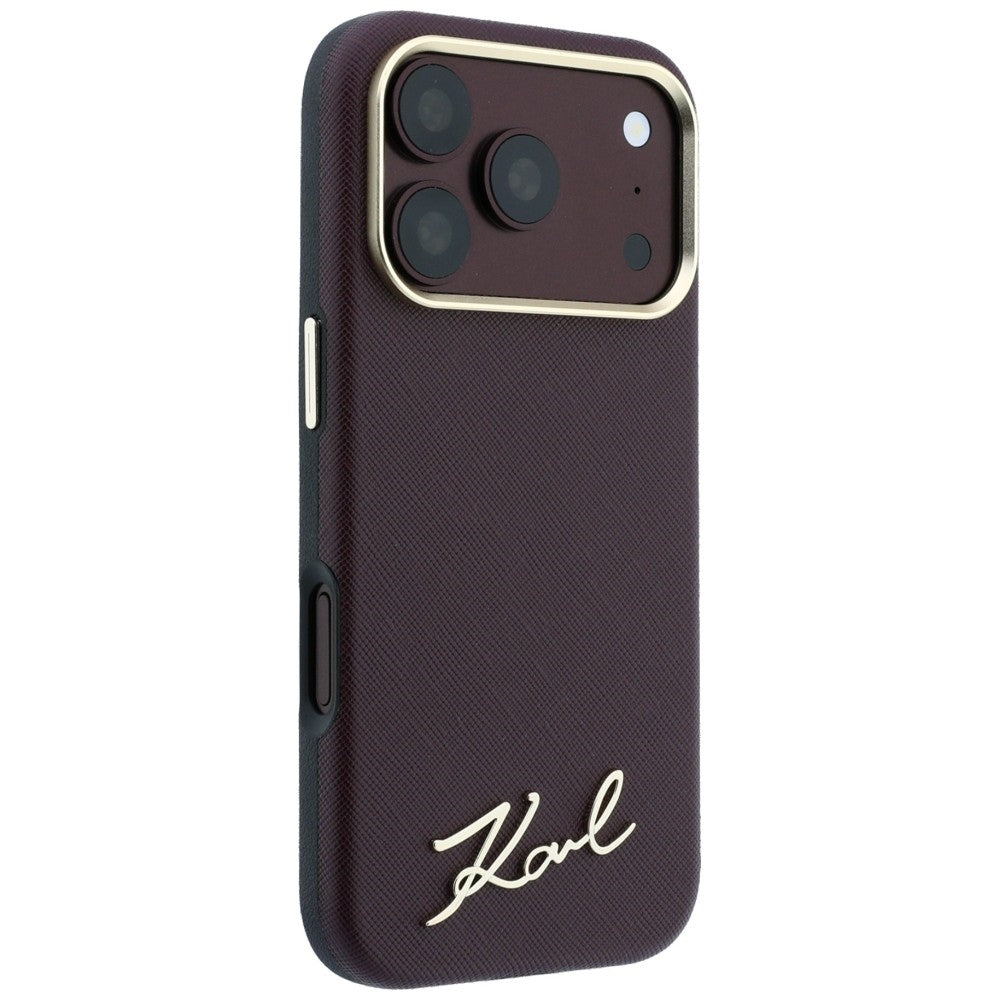 Karl Lagerfeld iPhone 17 Pro Max/iPhone 18 Pro Max Deksel Saffiano Script Logo Burgundy