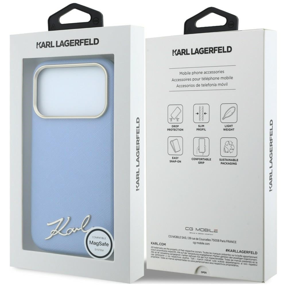 Karl Lagerfeld iPhone 17 Pro/iPhone 18 Pro Deksel Script Logo Blå