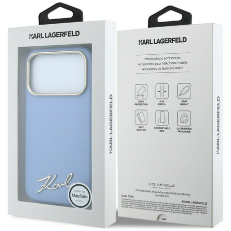 Karl Lagerfeld iPhone 17 Pro Max/iPhone 18 Pro Max Deksel Script-logo Blå