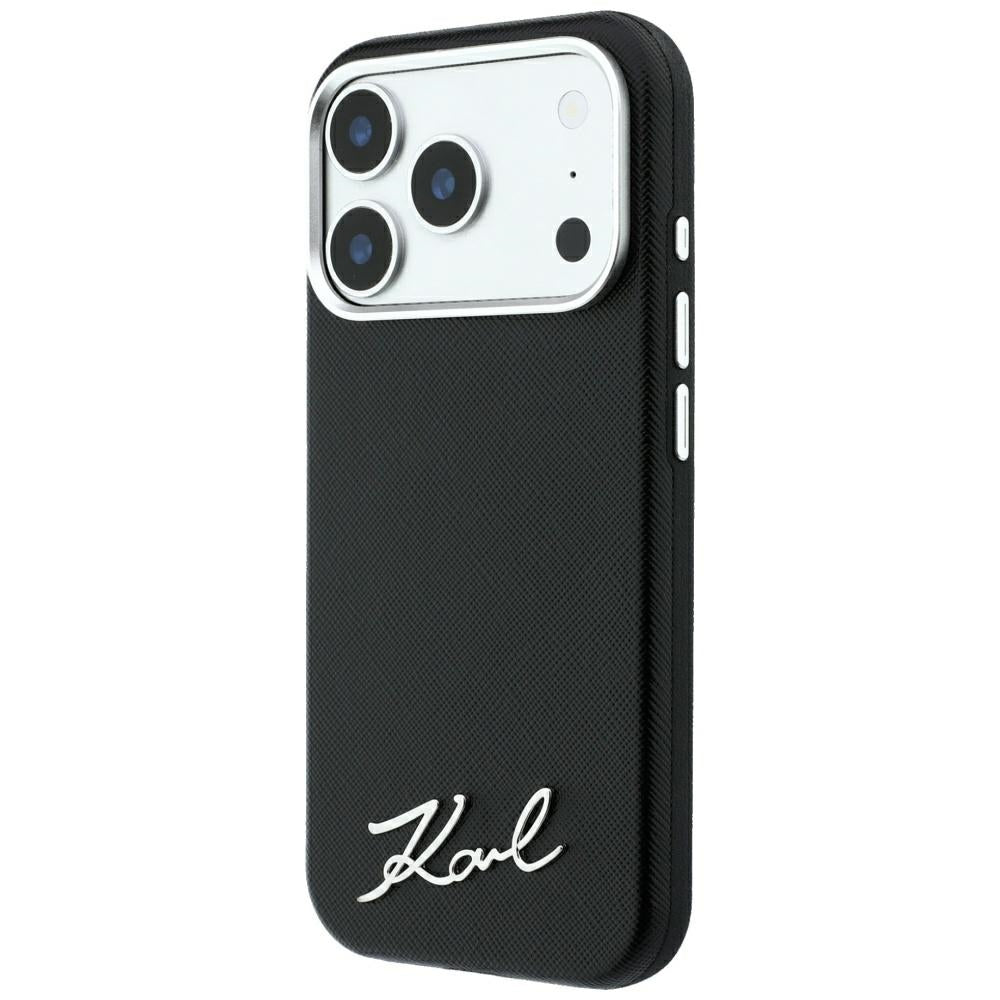 Karl Lagerfeld iPhone 17 Pro Max/iPhone 18 Pro Max Deksel Saffiano Script Logo Svart