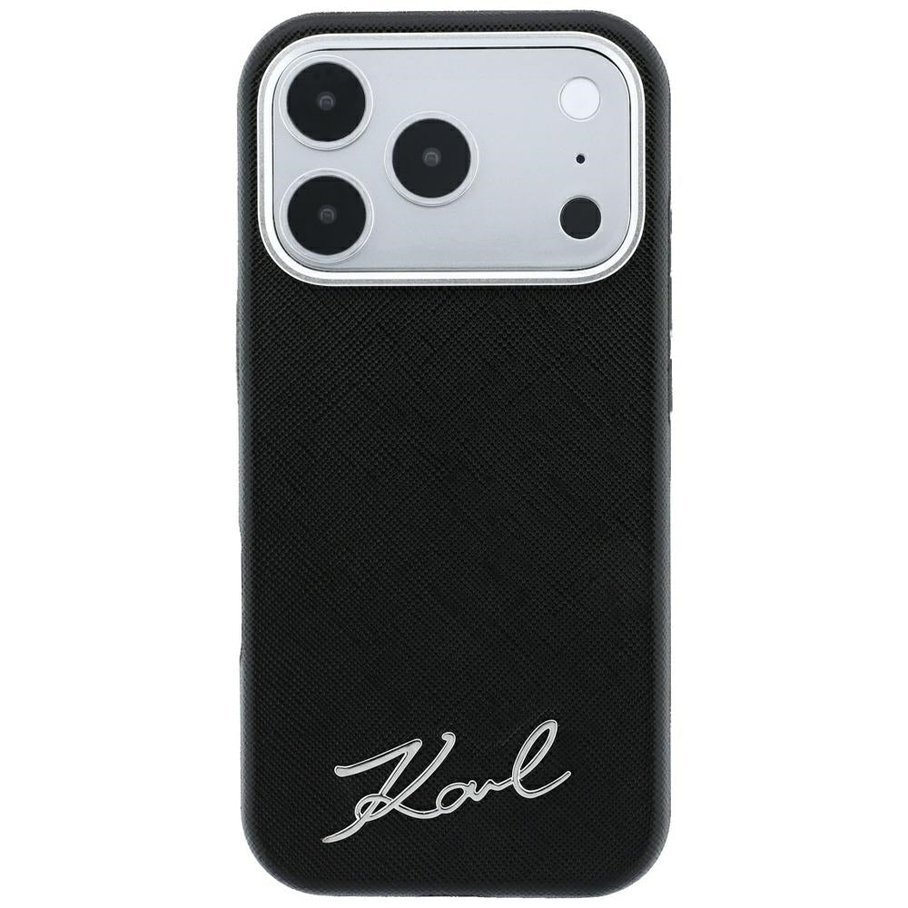 Karl Lagerfeld iPhone 17 Pro Max/iPhone 18 Pro Max Deksel Saffiano Script Logo Svart