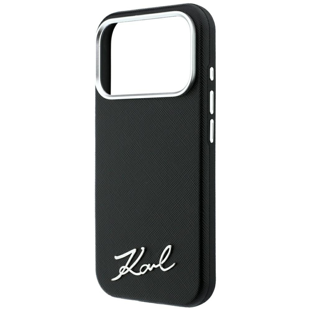 Karl Lagerfeld iPhone 17 Pro Max/iPhone 18 Pro Max Deksel Saffiano Script Logo Svart