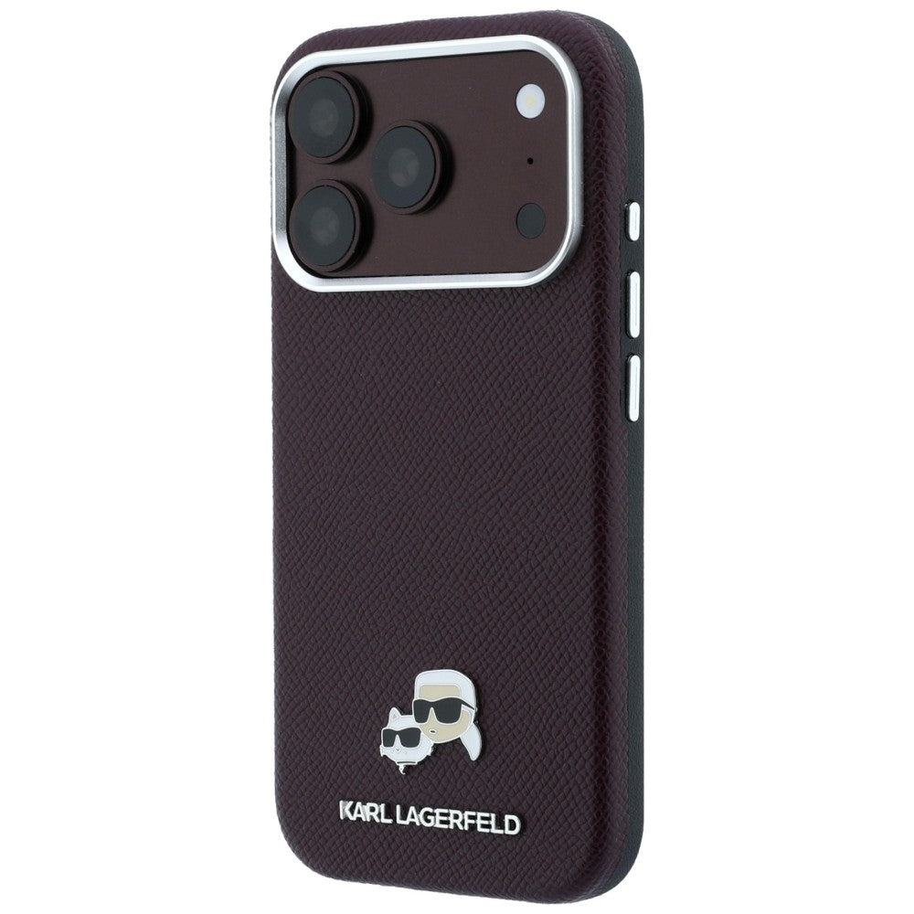 Karl Lagerfeld iPhone 17 Pro/iPhone 18 Pro Deksel Grained Heads burgunderrød