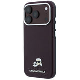 Karl Lagerfeld iPhone 17 Pro/iPhone 18 Pro Deksel Grained Heads burgunderrød