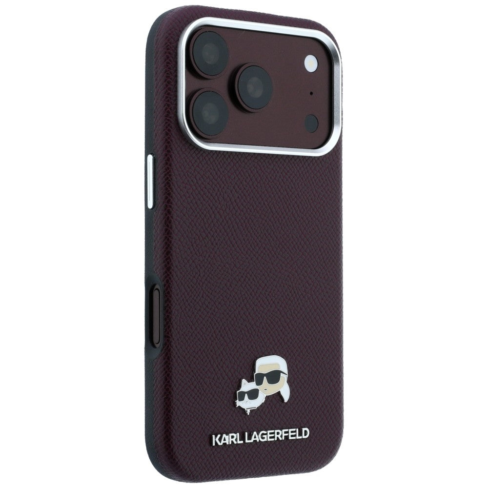 Karl Lagerfeld iPhone 17 Pro/iPhone 18 Pro Deksel Grained Heads burgunderrød