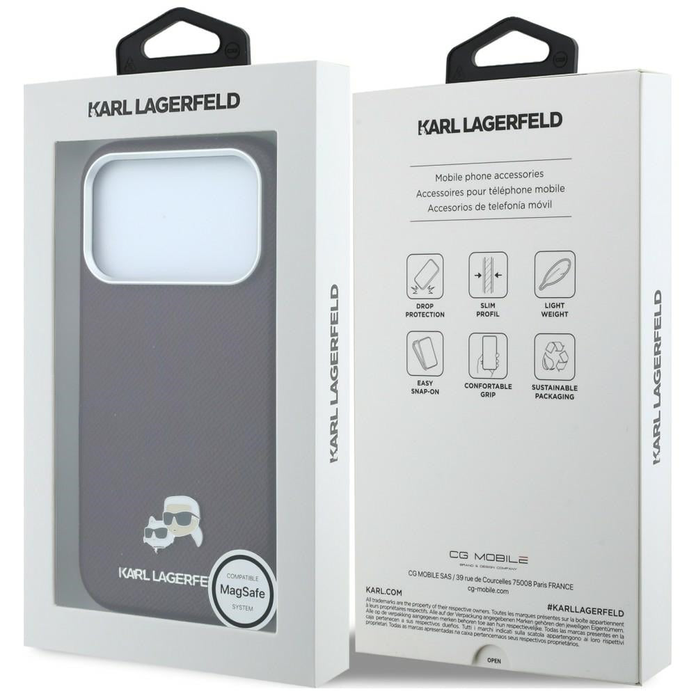 Karl Lagerfeld iPhone 17 Pro/iPhone 18 Pro Deksel Grained Heads burgunderrød