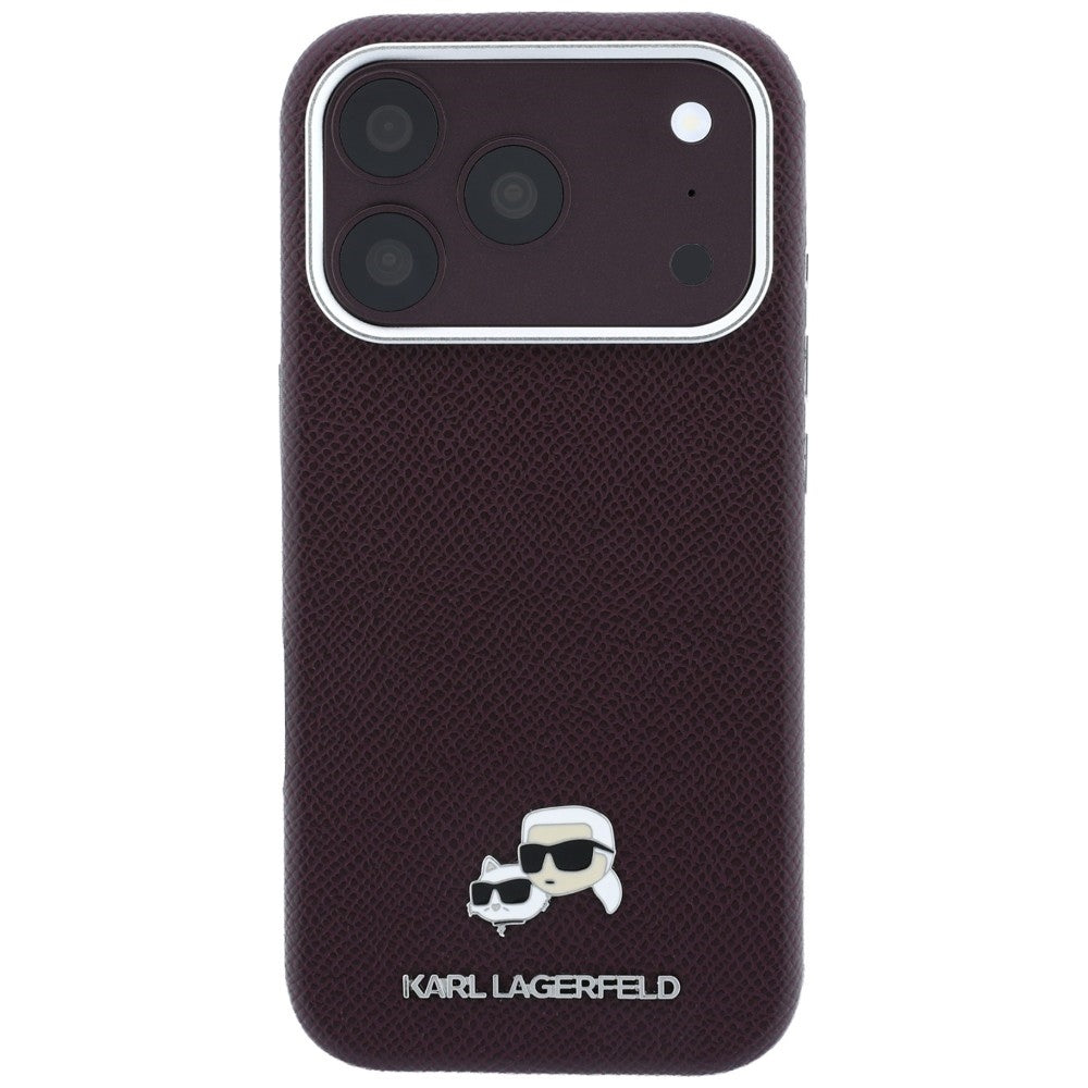 Karl Lagerfeld iPhone 17 Pro Max/iPhone 18 Pro Max Deksel Grained Choupette burgunderrød