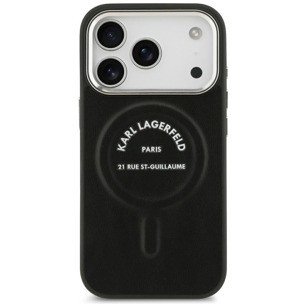 Karl Lagerfeld iPhone 17 Pro/iPhone 18 Pro Deksel med preget ring og RSG-logo Svart
