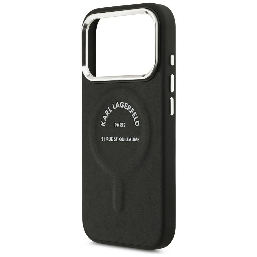 Karl Lagerfeld iPhone 17 Pro/iPhone 18 Pro Deksel med preget ring og RSG-logo Svart