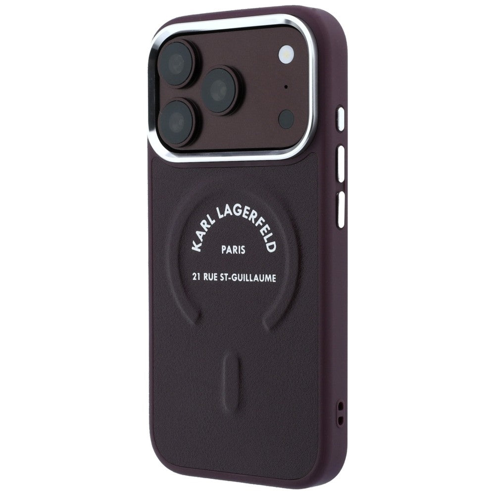 Karl Lagerfeld iPhone 17 Pro/iPhone 18 Pro Deksel med preget ring og RSG-logo burgunder