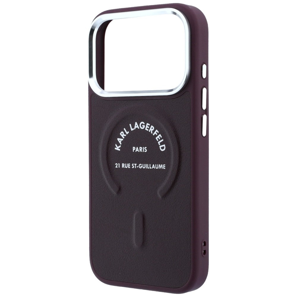Karl Lagerfeld iPhone 17 Pro/iPhone 18 Pro Deksel med preget ring og RSG-logo burgunder