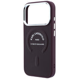 Karl Lagerfeld iPhone 17 Pro/iPhone 18 Pro Deksel med preget ring og RSG-logo burgunder