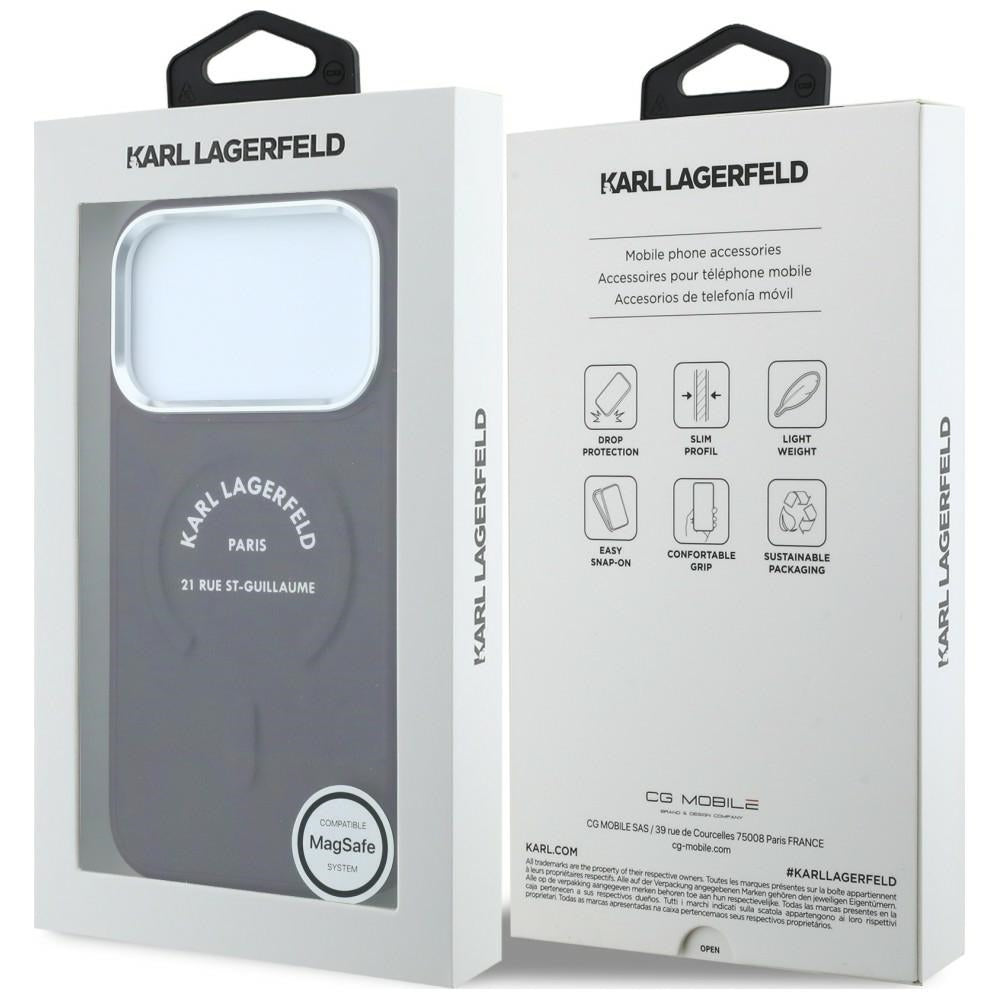 Karl Lagerfeld iPhone 17 Pro Max/iPhone 18 Pro Max Deksel preget ring med RSG-logo, burgunder