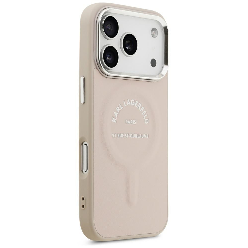 Karl Lagerfeld iPhone 17 Pro/iPhone 18 Pro Deksel Embossed Ring RSG Logo Rosa