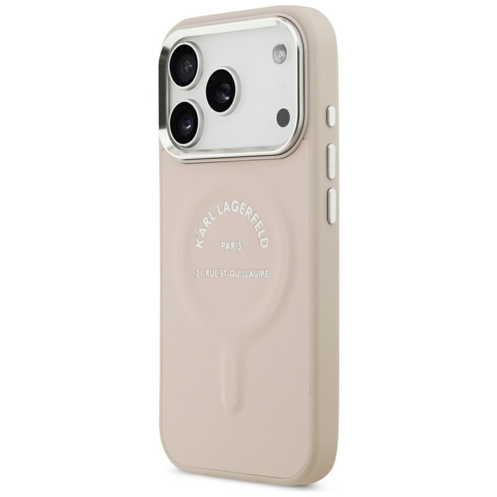 Karl Lagerfeld iPhone 17 Pro Max/iPhone 18 Pro Max Deksel Embossed Ring RSG Logo Rosa